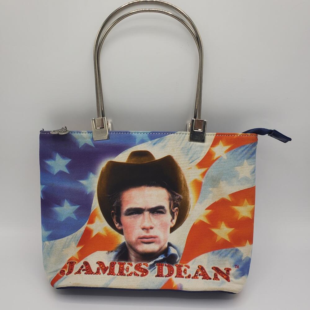 James Dean Vintage Metal Strap Bucket Bag Shoulder Purse American Flag Cowboy